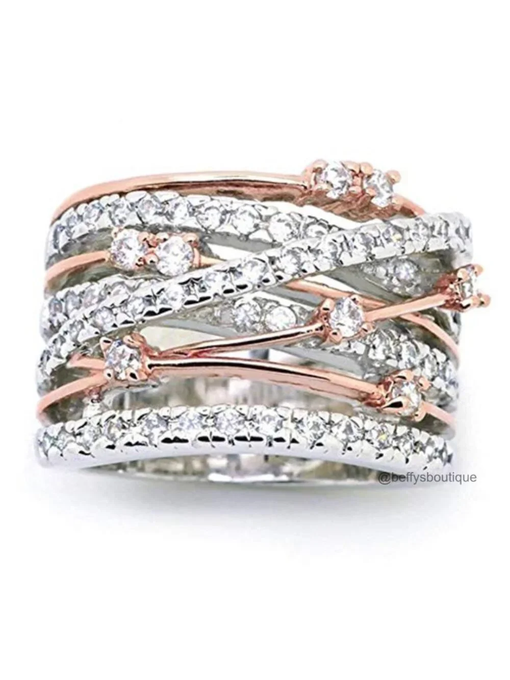 Sterling Silver Criss Cross Ring with AAA Cubic Zirconia Promise Engagement Band